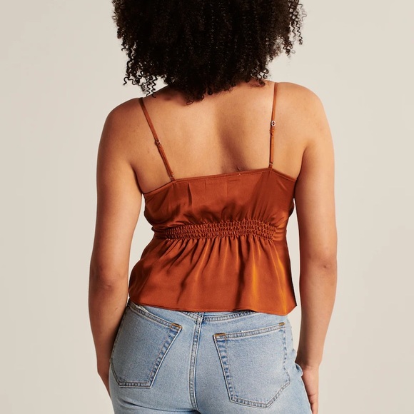 NWOT Abercrombie & Fitch Satin Tie-Front Cami - Picture 2 of 5